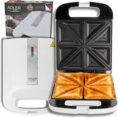 Adler AD 3055W 2000W Witte Toast 4 Toast Antiaanbaklaag Controleverlichting Verticale opslag Sandwich