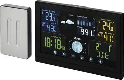 ApexArte® Weerstation Binnen en Buiten - Weerstation Draadloos Binnen Buiten - Weerstation met Buitensensor - Zwart