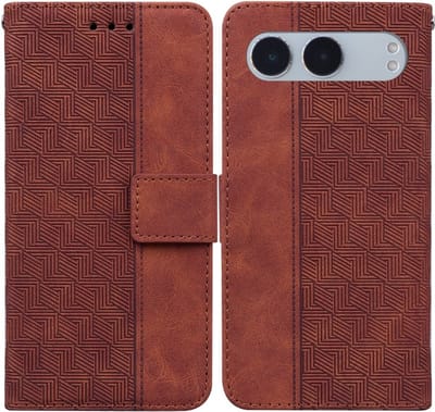 Coverup Hoesje - Geschikt voor OnePlus Nord 4 Hoesje - Coverup Geometric Book Case - Bruin
