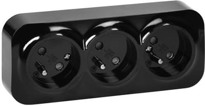 Orno - Wandcontactdoos - Opbouw - 3-voudig - Zwart