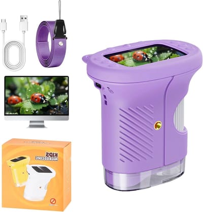 Handheld digitale microscoop voor kinderen met 2.0 inch IPS-scherm, draagbare mini microscoop voor buitenontdekkingen, STEM educatief speelgoed voor jongens en meisjes, ideaal cadeau voor nieuwsgierige kinderen