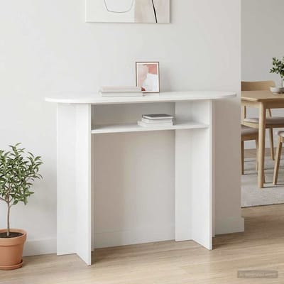 vidaXL - Wandtafel - Hoogglans - Wit - 100 - x - 39,5 - x - 75 - cm - Bewerkt - hout