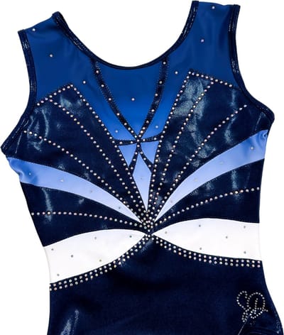 Sparkle&Dream Turnpakje Roos Navy Wit - Maat CME 122/128 - Gympakje voor Turnen, Acro, Trampoline en Gymnastiek