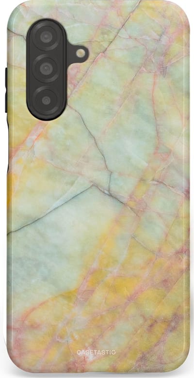 Casetastic hoesje geschikt voor Samsung Galaxy A26 - Dubbellaagse bescherming - Zomer Marmer - Fashion Case - Mintgroen Geel