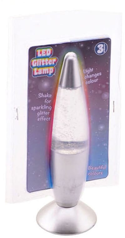 JohnToy Lavalamp Met Glitters - Meerdere Kleuren - 19 cm Zilver