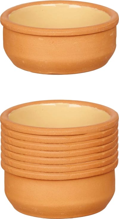La Dehesa Tapas/creme brulee serveer schaaltjes - 12x - mini - terracotta/geel - 8 x 4 cm