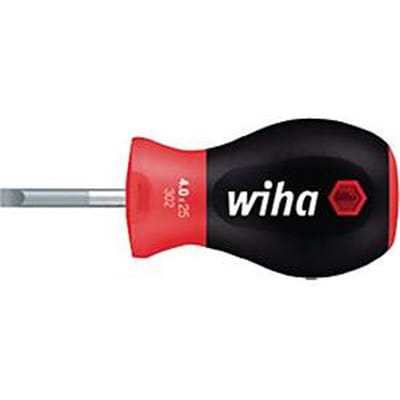Wiha Stubby Schroevendraaier SoftFinish Sleufkop met korte ronde schacht 4.0mm x 25mm - 26964