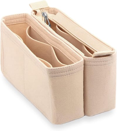 Famanu – Vilt portemonnee organizer - set van 2 stuks - beige - meerdere vakken - duurzaam materiaal - ideaal voor het organiseren van geld - kaarten en kleine accessoires