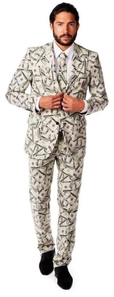 OppoSuits Cashanova Pak - Mannen Kostuum - Geld Dollar Pak - Groen - Carnavalskleding - Maat 46