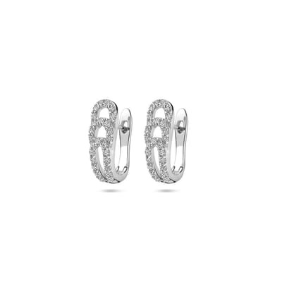 Zilveren gerhodineerde klapoorringen zirkonia 14 mm - 1340689