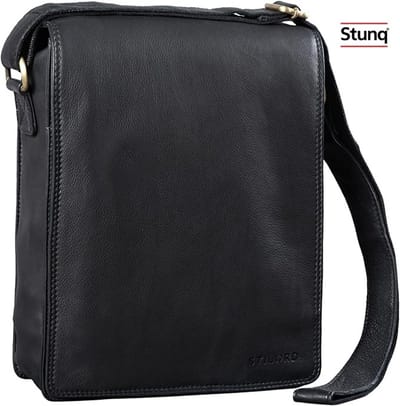 Vintage leren schoudertas voor laptop tot 13,3 inch - Elegante herentas met meerdere vakken