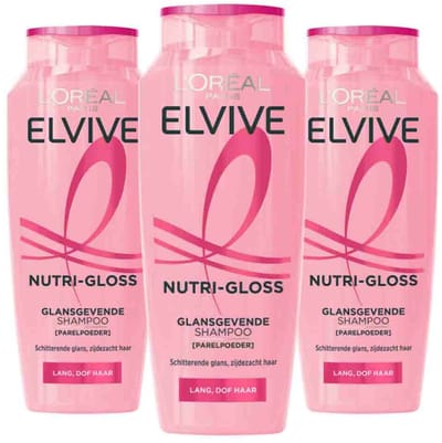 L'Oréal Elvive Nutri Gloss Shampoo - 3 x 250 ml - Voordeelverpakking