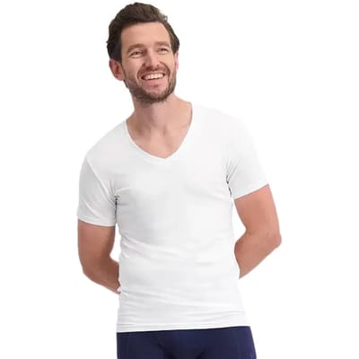 Comfortabel & Zijdezacht Bamboo Basics Slimfit T-Shirts Vinn V-hals (2-pack) - Wit - S