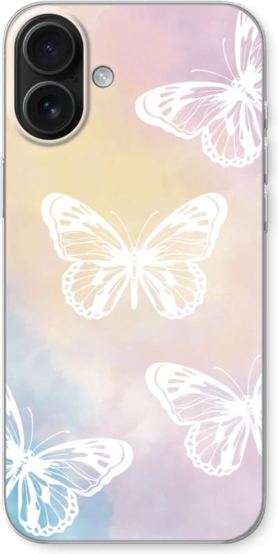 Case Company® - Hoesje geschikt voor iPhone 16 Plus hoesje - White butterfly - Soft Cover Telefoonhoesje - Bescherming aan alle Kanten en Schermrand