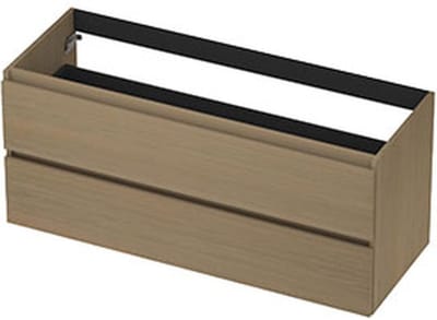 INK - Onderkast 2 Laden Greeploos met Houten Keerlijst - 1200x450x520 Mm - Olijf Eiken
