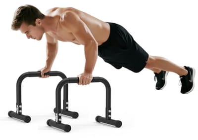 Dip Station Brugstellen - Parallettes Fitness - Kracht Training - Verstelbare Nivelleervoetjes - 36 cm Hoogte - Mini