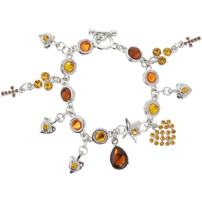 Behave - Bedelarmband bruin met steentjes - feestelijke flair