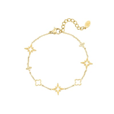 Armband - Goud - Ster - Klaver - Sparkle - Verstelbaar - Stainless steel - Sieraden