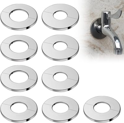 Dailygoods- Rozetafdekking 9 Stuks - Roestvrij Staal - Zelfklevend - Buisafdekking - Voor Binnendiameter 24/28/35 mm - Waterdicht & Schokbestendig