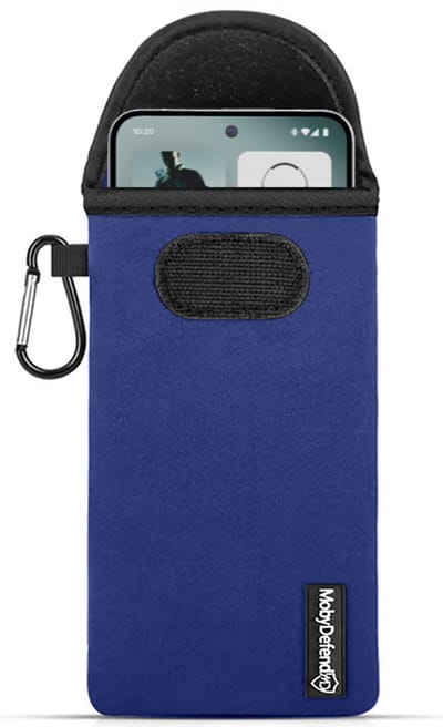 MobyDefend Hoesje - Geschikt voor Nothing Phone (3) - Neopreen Pouch Met Karabijnhaak - Insteek - Riemlus - Blauw