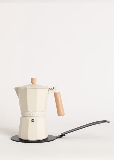 CREATE - Italiaanse koffiezetter - Gebroken wit - Met inductieadapter - 9 kopjes / 450ml - THERA MOKA RETRO