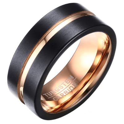 Heren ring Wolfraam Verguld Rosegoud 8mm-21mm