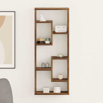 vidaXL - Wandschap - 36x16x90 - cm - bewerkt - hout - gerookt - eikenkleurig