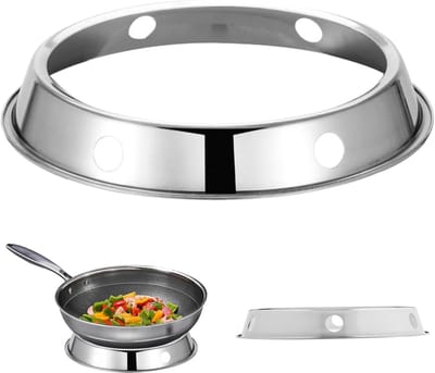 Wok Ring - Kookring Gasfornuis - Stabiel Koken - Roestvrij Staal - 28 cm Diameter - Zilver