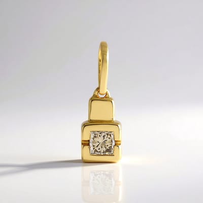 Cavill - Zilveren Hanger Verguld - 925 Sterling Zilver - 0,162 ct I2 Champagne Diamant Prinsessenslijpsel - Luxe Elegante Dameshanger