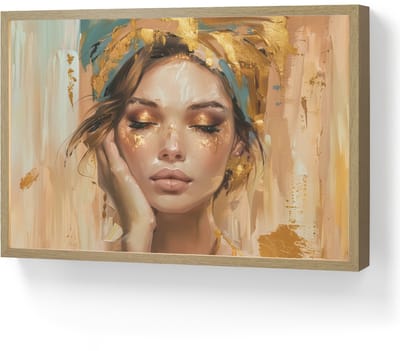 Wandlamp 60x40 cm - Oplaadbaar - Vrouwen - Portret - Luxe - Goud - Wandlampen binnen woonkamer - Slaapkamer lamp - Decoratieve nachtlamp - Vloerlamp draadloos