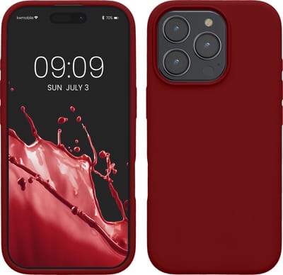 kwmobile telefoonhoesje geschikt voor Apple iPhone 16 Pro Max - Hoesje met siliconen coating - Smartphone case in rabarber rood