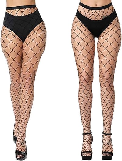 Zwarte Visnet Panty voor Dames, Sexy Fishnet Kousen, Hoge Taille Kousen voor Feestoutfits, One Size Past Iedereen