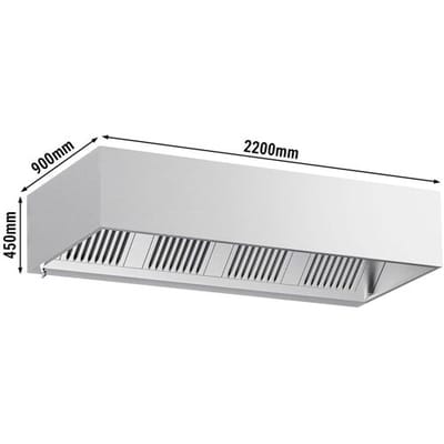 GGM Gastro Kastenhaube - 2200mm - mit Filter & Lampe Zilver