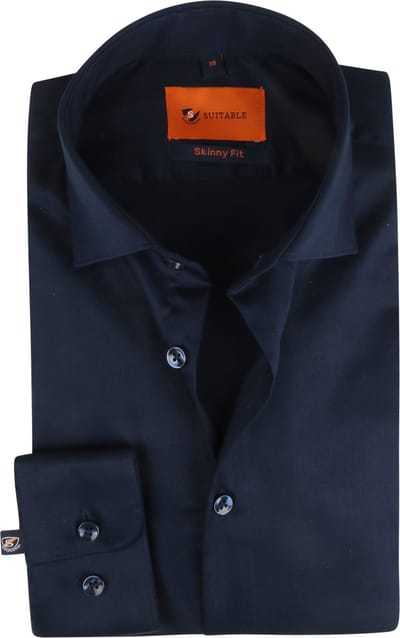 Suitable Overhemd Skinny Fit Donkerblauw (navy) 241-1 - Maat 38 - Heren - Overhemden Formeel