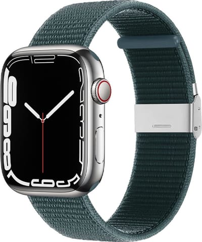 By Qubix - Geschikt voor Apple Watch bandje - Nylon bandje met klemsluiting - Donkergroen - Geschikt voor Apple Watch 38mm / 40mm / 41mm / 42mm - nylon - bandje iWatch