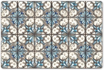 Placemats 45x30 cm - Placemat kunststof - 1 stuk - Barok - Tegel - Kleurrijk - Borden onderleggers - Decoratie voor op tafel - Keuken tafeldecoratie accessoires - Vinyl onderlegger - Tafelversiering
