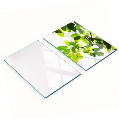 Keukenplanken van gehard glas met afbeeldingen, 2 stuks, bladeren, 2x40x52 cm