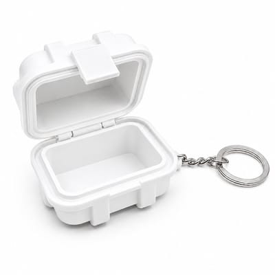 Mini Rugged Box Sleutelhanger – Waterdichte Hardcase Opbergdoos 6 × 5 × 4 cm – Pocket Organizer voor Sleutels, Geld, Pillen en SD-Kaarten – Wit