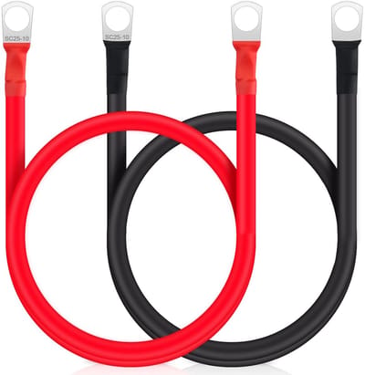 Batterijkabels 2 x 12 V M10 - 50 cm Accukabel met Puur Koper - 25 mm Robuuste Zonne-Accu Kabels