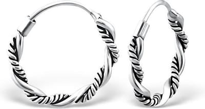 Montebello Oorbellen Adelina - Zilver Geoxideerd - Bali - 1.5mm - ∅14mm