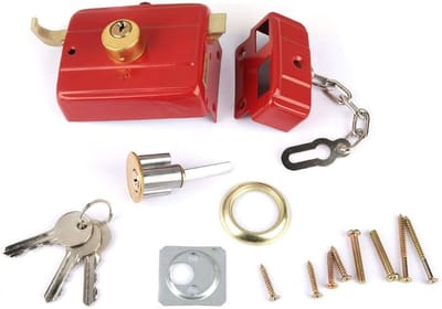 Veiligheidsslot - Deurslot - Beveiliging Huis - Messing Body - 20 cm - Rood