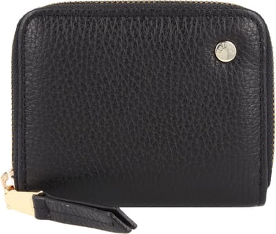 abro Leren Portemonnee Leather Adria Zip Wallet Black / Gold Zwart