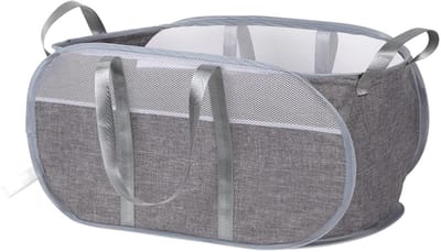 Unyqoos® Ruimtebesparende en Opvouwbare Wasmanden met Handvatten voor Gemakkelijk Draaggemak, Grote Capaciteit, Grijs