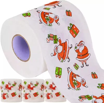 Ruhhy Feestelijk Kerst Toiletpapier 4-Pack - Rood & Wit Kerstmotief