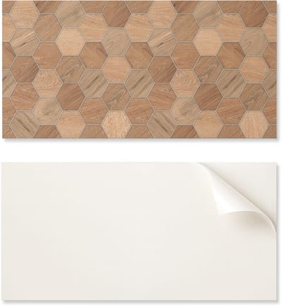 Kant-en-klaar vinylpaneel met decoratieve print, 100x50 cm, zeshoekig tegelpatroon.