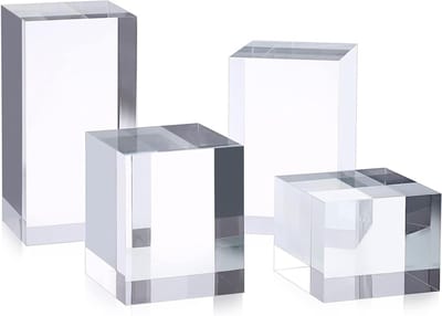 Heldere Acryl Cube Display Blokken Set van 4, Transparante Stand voor Sieraden, Ringen en Edelstenen 4x4x4/6/8/10cm