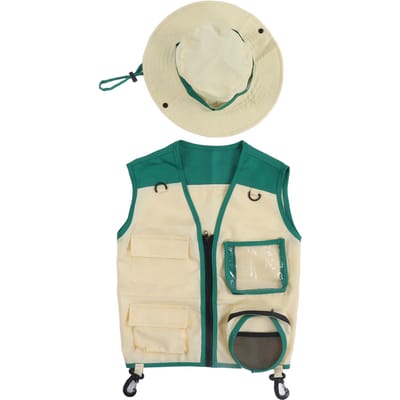 Kinderen Buitenavontuur Vest Hoed Set Kind Wasbaar Verkenner Kostuum voor Cosplay Kamperen beige
