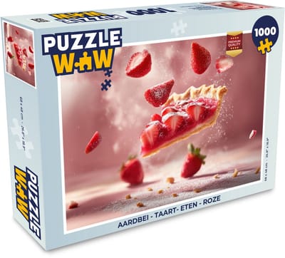 Puzzel Aardbei - Taart- Eten - Roze - Legpuzzel - Puzzel 1000 stukjes volwassenen