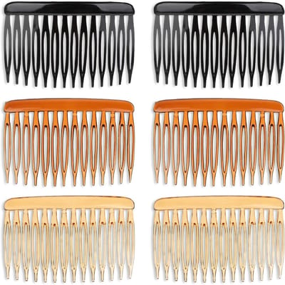 6-delige set Haar Zijkammen met 14 Tanden - Accessoires voor Vrouwen - Franse Twist Haarspeldjes - Transparant - Vintage Stijl - Decoratieve Kam voor Vrouwen - Bruids Haar - Fijn Haar