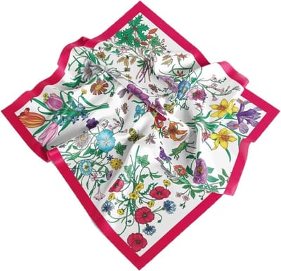 Zijden Sjaal - Dames Bandana - Strand Decoratie - Eff Mote Patroon - 70x70 cm - Zwart